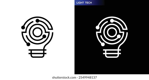 Logotipo técnico da lâmpada. Com estilo de linha simples. Modelo de design de símbolo de ícone EPS 10