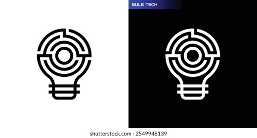 Bulb tech logo. With simple line style. Icon symbol design template EPS 10