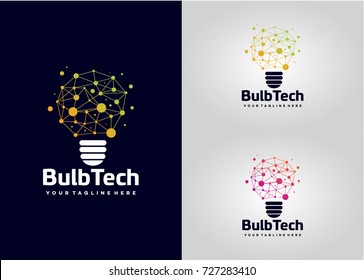 Bulb Tech Logo Template Design. Creative Vector Emblem, for Icon or Design Concept.