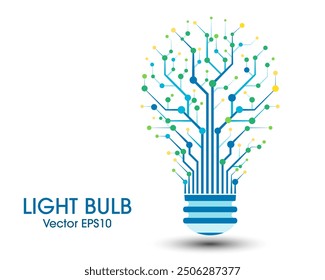 Bulb tech on Circuit icon. Innovation technology concept. Business idea, Inspiration, Brainstorming, Creativity. Flat icon. Vector and illustration.