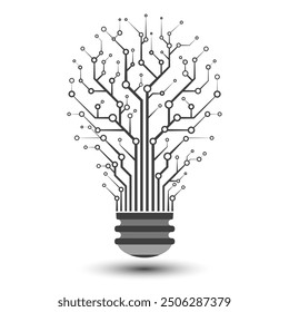 Bulb tech on Circuit icon. Innovation technology concept. Business idea, Inspiration, Brainstorming, Creativity. Flat icon. Vector and illustration.