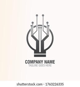 Bulb-Technologie auf dem Circuit-Logo-Design, Symbol für die Elektrische Leichttechnologie