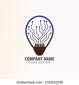 Bulb tech on Circuit logo design, Electric light Technology icon