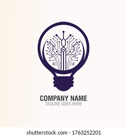 Bulb-Technologie auf dem Circuit-Logo-Design, Symbol für die Elektrische Leichttechnologie