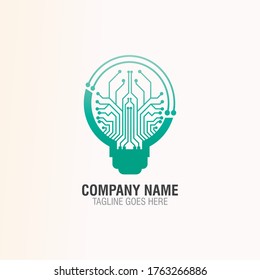 Bulb tech on Circuit logo design, Electric light Technology icon