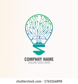 Bulb tech on Circuit logo design, Electric light Technology icon