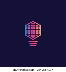  Icono del logotipo de la tecnología de la bombilla. Diseño de logotipo de bombilla colorida. Ideas creativas del logotipo de la bombilla. Ideas de tecnología de logotipo digital de bombilla