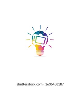 Bulb and television logo design. Creative Television program ideas.