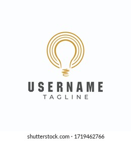Bulb template logo with a minimalist gold concept.