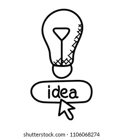 
A bulb with a text saying idea written below and a mouse arrow depicting concept of generating ideas
