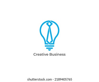 Bulb Tie Logo Concept sign icon symbol Design Line Art Style. Creative Business Logotype. Vector illustration logo template