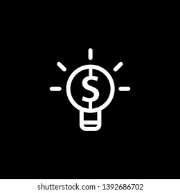 Bulb Tips with Money icon in white logo vector