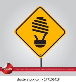 bulb in traffic sign vector icon