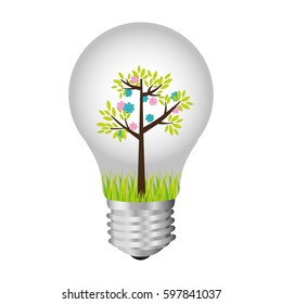 bulb with tree inside icon, vector illustration design image