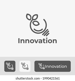 Bulb, Tree, Leaf, Creative Logo Design Concept Idea With Line Art Style for Smart Innovation and Solution