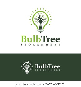 Vetor de conceito de design de logotipo de árvore de lâmpada. Modelo de design de logotipo de lâmpada de árvore. Símbolo Criativo. Ícone