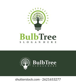 Vetor de conceito de design de logotipo de árvore de lâmpada. Modelo de design de logotipo de lâmpada de árvore. Símbolo Criativo. Ícone