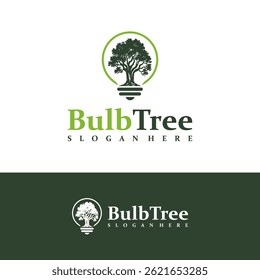 Vector de concepto de diseño de logotipo de árbol de bombilla. Plantilla de diseño de logotipo de bombilla de árbol. Símbolo creativo. Icono