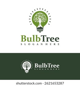 Vetor de conceito de design de logotipo de árvore de lâmpada. Modelo de design de logotipo de lâmpada de árvore. Símbolo Criativo. Ícone