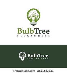 Vetor de conceito de design de logotipo de árvore de lâmpada. Modelo de design de logotipo de lâmpada de árvore. Símbolo Criativo. Ícone