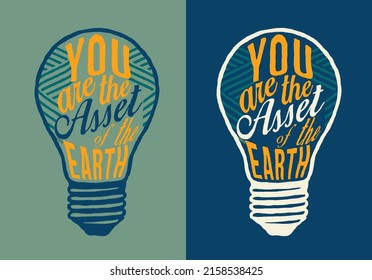 bulb typography, quotes typography vector design