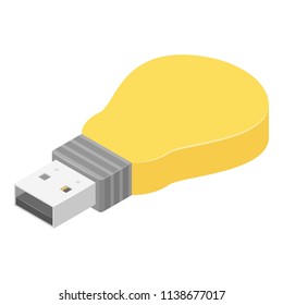 Bulb usb flash icon. Isometric of bulb usb flash vector icon for web design isolated on white background
