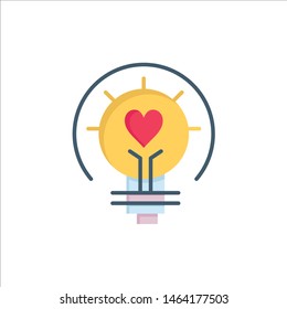 Bulb, Valentine, Light, Light Bulb, Tips  Flat Color Icon. Vector icon banner Template. Vector Icon Template background