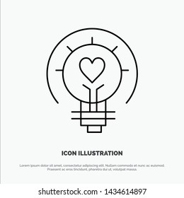 Bulb, Valentine, Light, Light Bulb, Tips Line Icon Vector