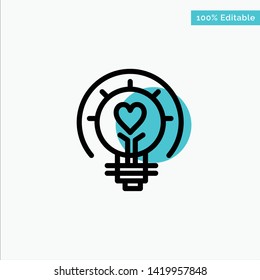Bulb, Valentine, Light, Light Bulb, Tips turquoise highlight circle point Vector icon