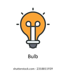 Bulb  Vector Fill outline Icon Design illustration. Network and communication Symbol on White background EPS 10 File
