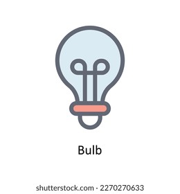 Iconos del contorno de relleno de vectores de bombilla. Material gráfico simple