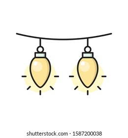 bulb vector flat color line icon 