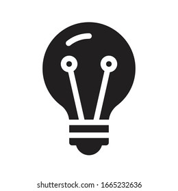 icono plano de glifo vectorial de bombilla 