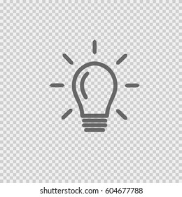 Bulb vector icon eps 10. Light symbol. Simple isolated illustration on transparent background.