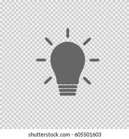 Bulb vector icon eps 10. Light symbol. Simple isolated illustration on transparent background.