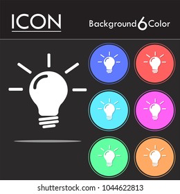 Bulb vector icon, Idea sign.thinking concept, Idea symbols isolated on six color background.