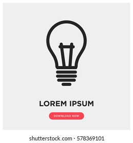 Bulb vector icon, lamp, think symbol. Modern, simple flat vector illustration for web site or mobile app