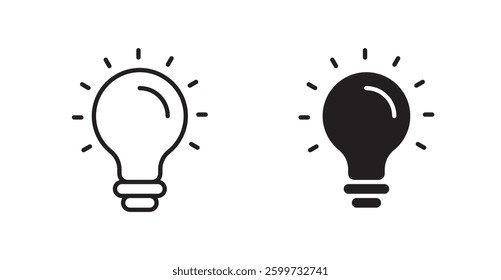Bulb vector icon set in black color.