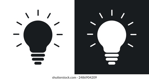 Bulb vector icon set in solid black and white color