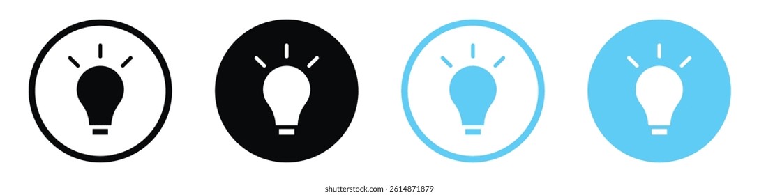 Bulb vector icons in black and blue colors
