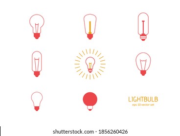 Bulb - Vektorsymbol-Set. Symbol für Web-, Infografik-, Print-Design und mobiles UX/UI-Kit. Vektorgrafik, EPS10.
