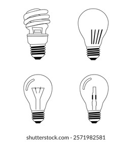Bulb Vector Illustration Clip Art Set Bulb Isolated Vector Silhouette Symbol With White Background. 