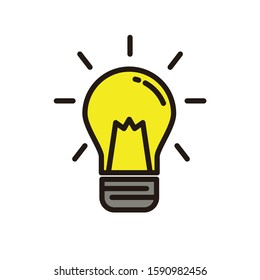 Bulb vector illustration with simple design isolated on white background. Idea icon with filled line design 