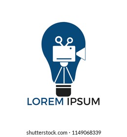 bulb and video camera logo. Light bulb icon with a photo camera. 
