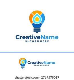 Bulb water logo design vector template, Creative bulb water waves logo concepts illustration