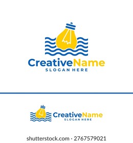 Bulb water logo design vector template, Creative bulb water waves logo concepts illustration