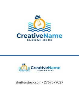 Bulb water logo design vector template, Creative bulb water waves logo concepts illustration