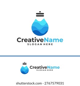 Bulb water logo design vector template, Creative bulb water waves logo concepts illustration