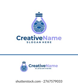 Bulb water logo design vector template, Creative bulb water waves logo concepts illustration