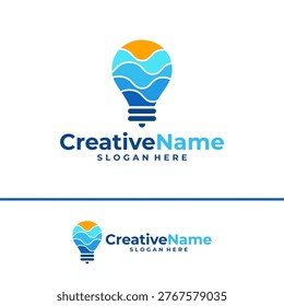Bulb water logo design vector template, Creative bulb water waves logo concepts illustration